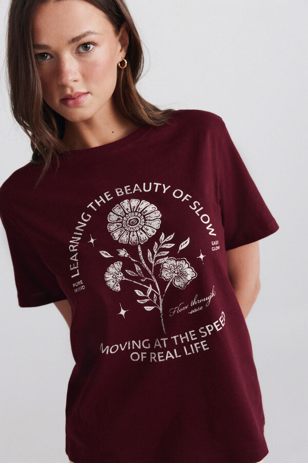 Springfield Boho print short sleeve T-shirt red