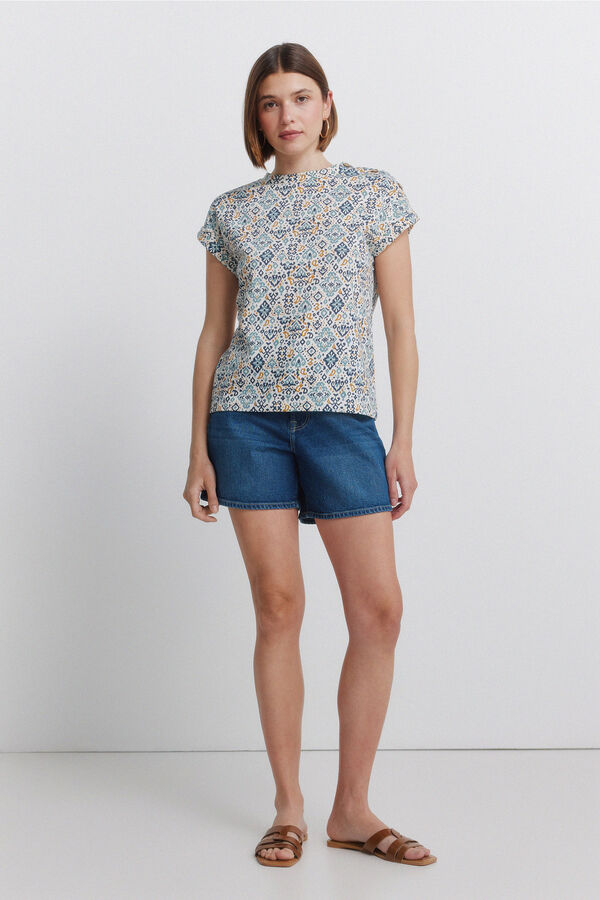 Springfield Printed button T-shirt white