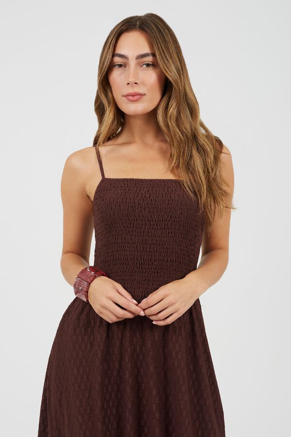 Brave Soul Long dress with ruched detail nude