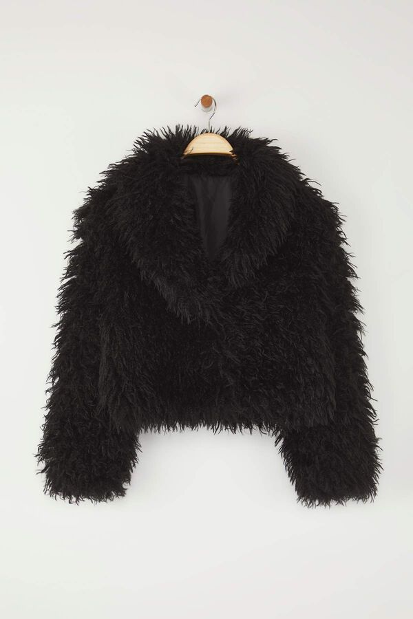 Trendyol Short faux fur coat black