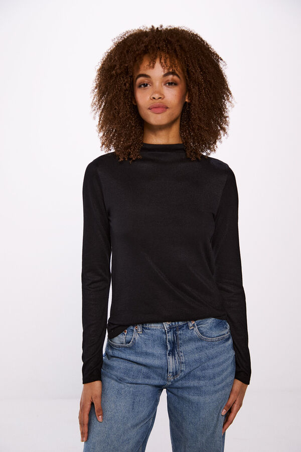 Springfield Camiseta cuello perkins tacto suave negro