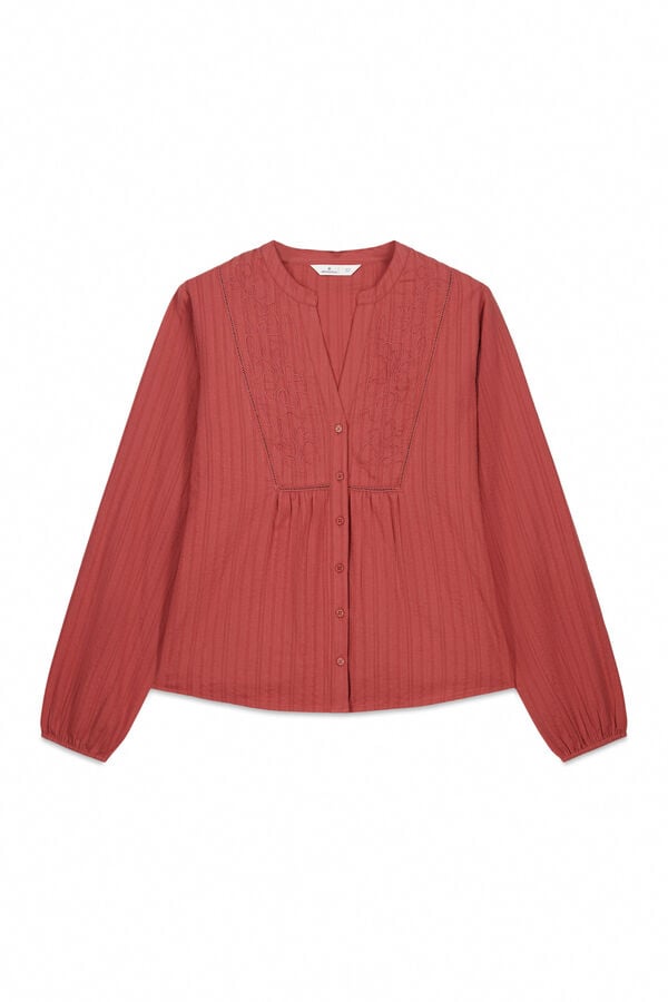 Springfield Embroidered long sleeve blouse red