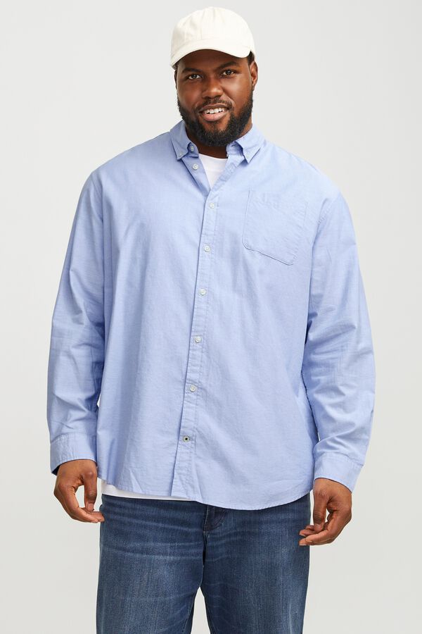 Jack & Jones PLUS Long sleeve Oxford shirt blue