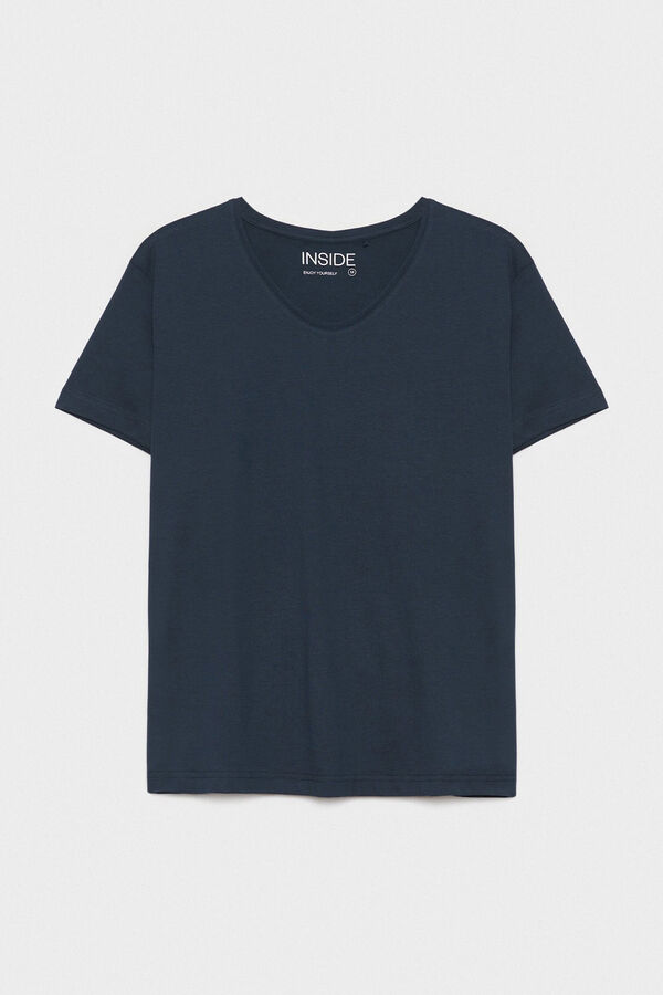 Springfield Basic-Shirt V-Ausschnitt blau
