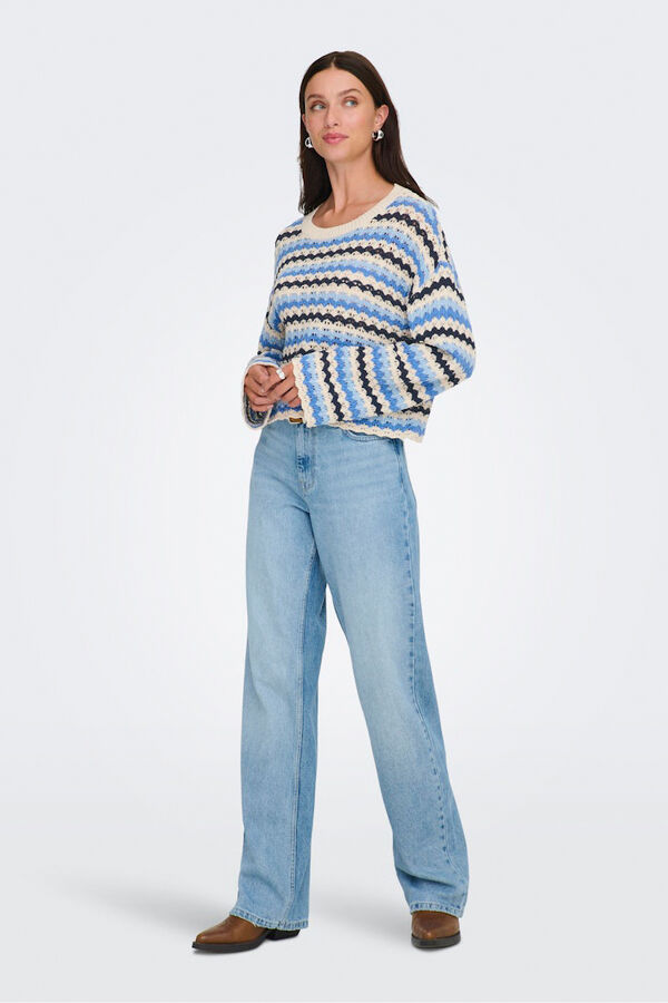 Only Jersey calado manga larga azul