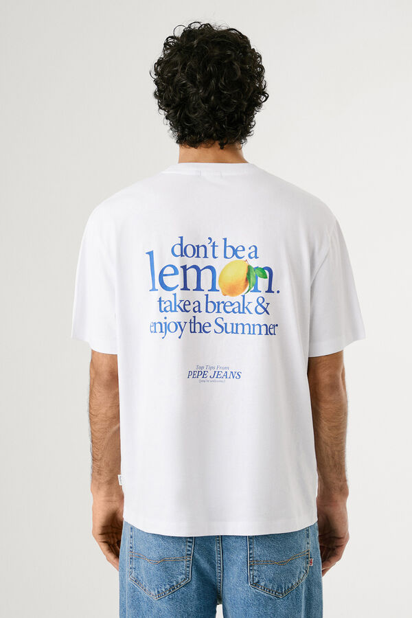 Pepe Jeans short sleeve shirt with logo and back print. white