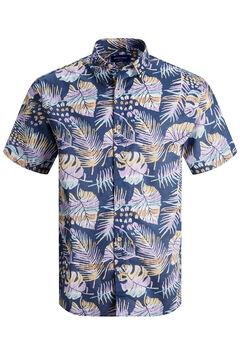 Springfield Hemd Tropical-Print bläulich