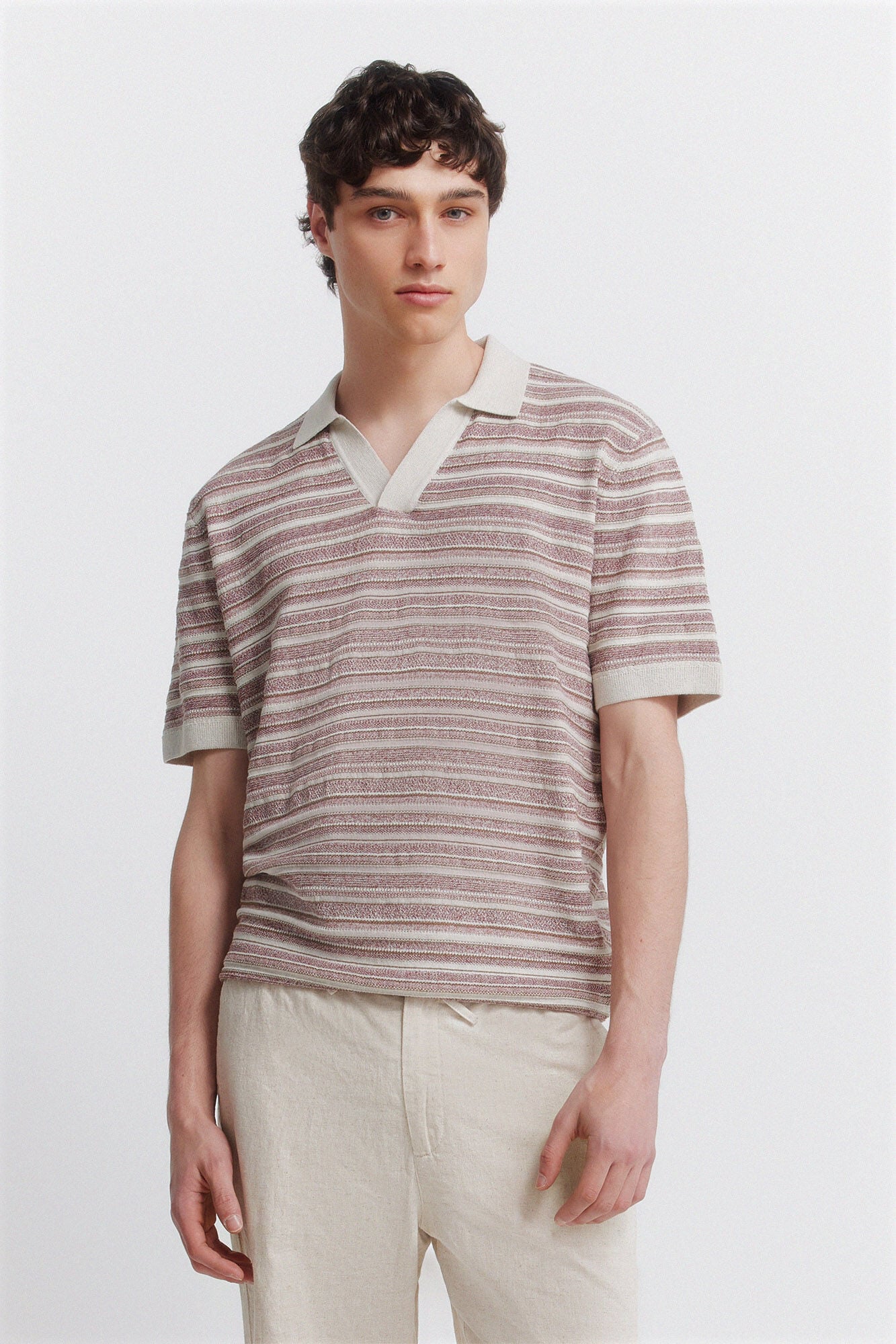 Springfield Mouline striped structure polo shirt