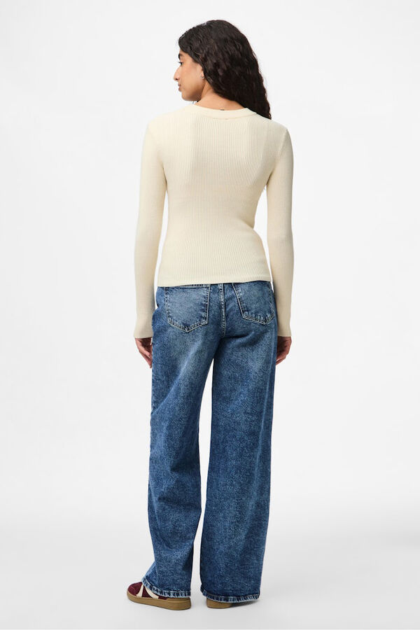 Pieces Schmal geschnittener Feinjersey Grau