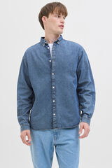 JJ REBEL Camisa relaxed fit algod&oacute;n azul