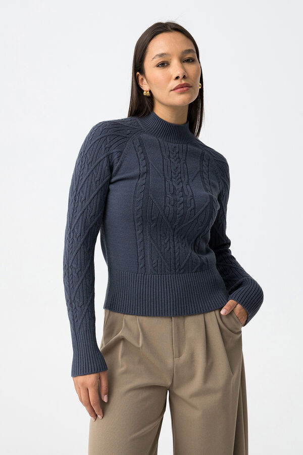 Tiffosi Jersey de punto trenzado turquesa