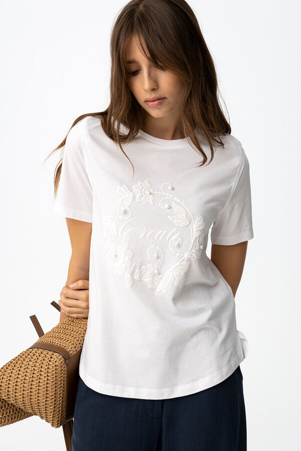 Tiffosi Camiseta estampado floral marfil