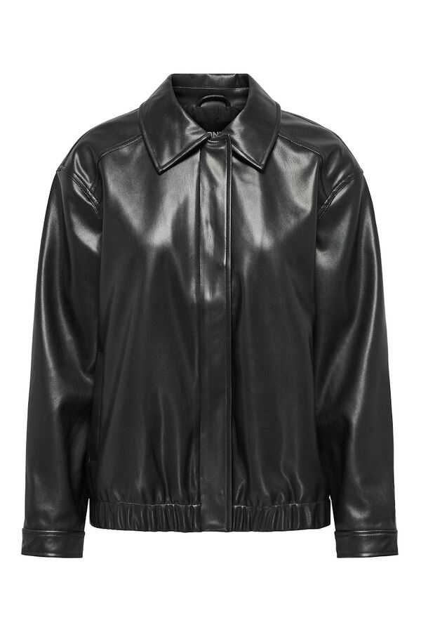 Only Bomber de piel vegana negro