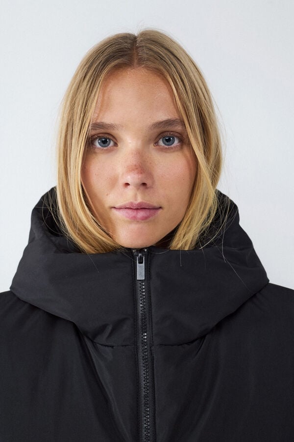 Balmohk Abrigo acolchado capucha negro