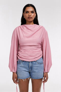 Topshop Blusa manga comprida com detalhe franzido