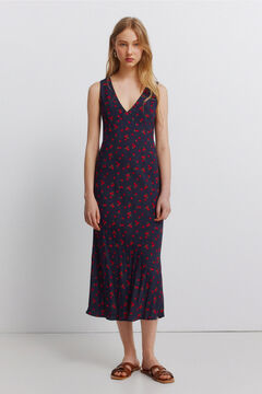 Springfield Vestido midi de al&ccedil;as com estampado de frutas