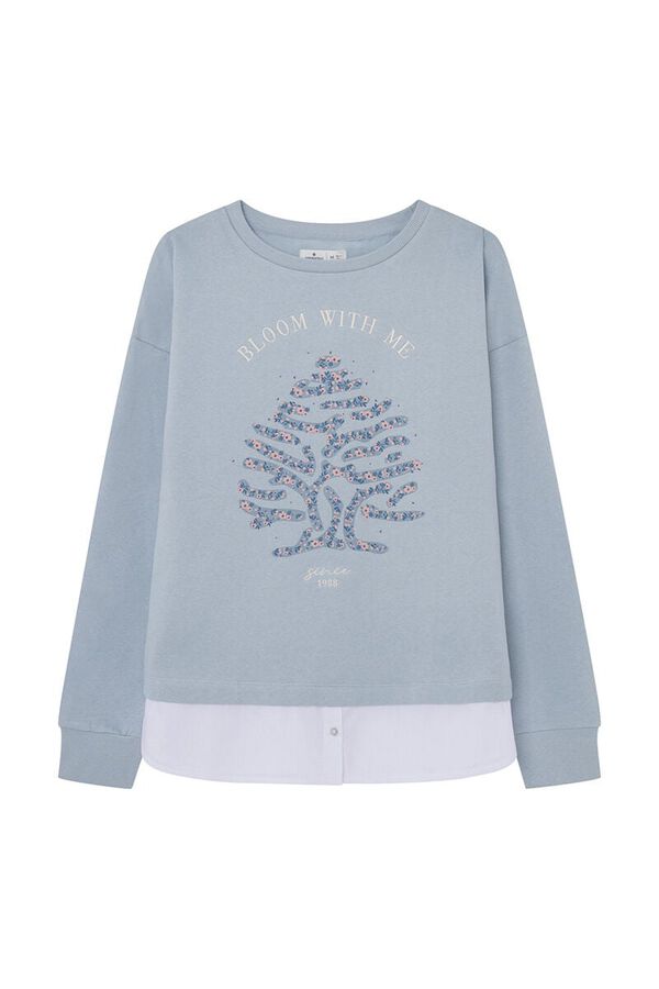 Springfield Sweatshirt Baum „Bloom with me“ blau