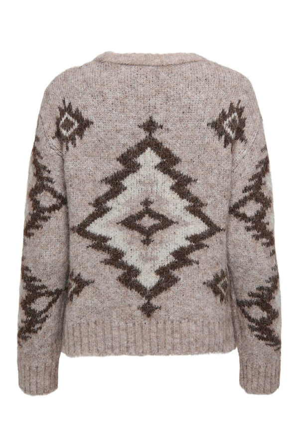 Only Jacquard -Pullover mit Rundhalsausschnitt Nude