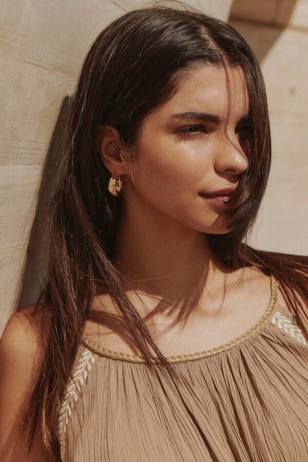 JDY Embroidered long dress nude