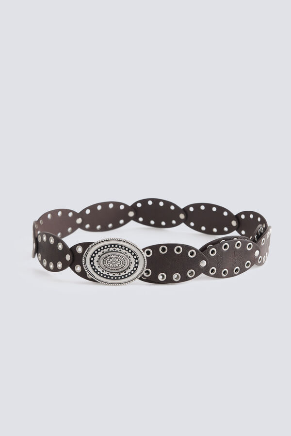 Springfield Wavy eyelet belt nude