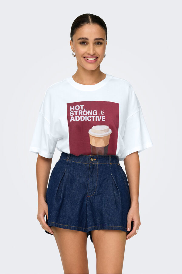Only T-shirt com desenho frontal  branco
