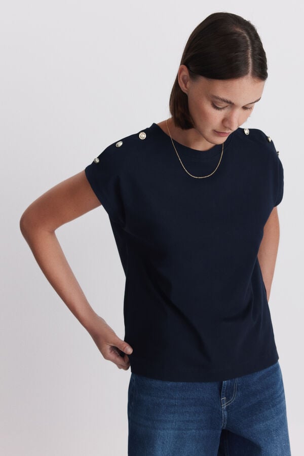 Springfield Gold button T-shirt blue