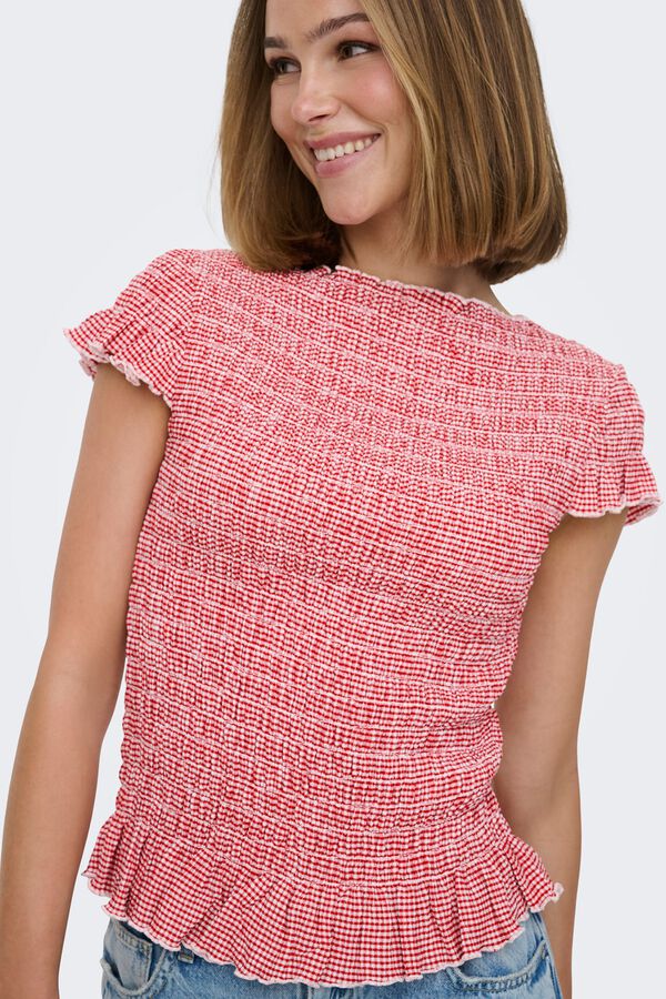 Only Top de cuadros vichy rojo
