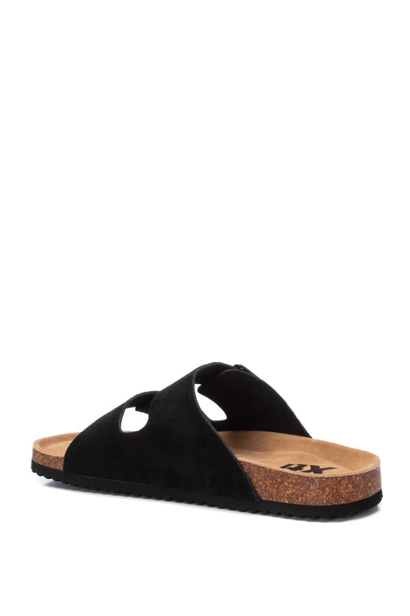 XTI Split leather buckle sandal black