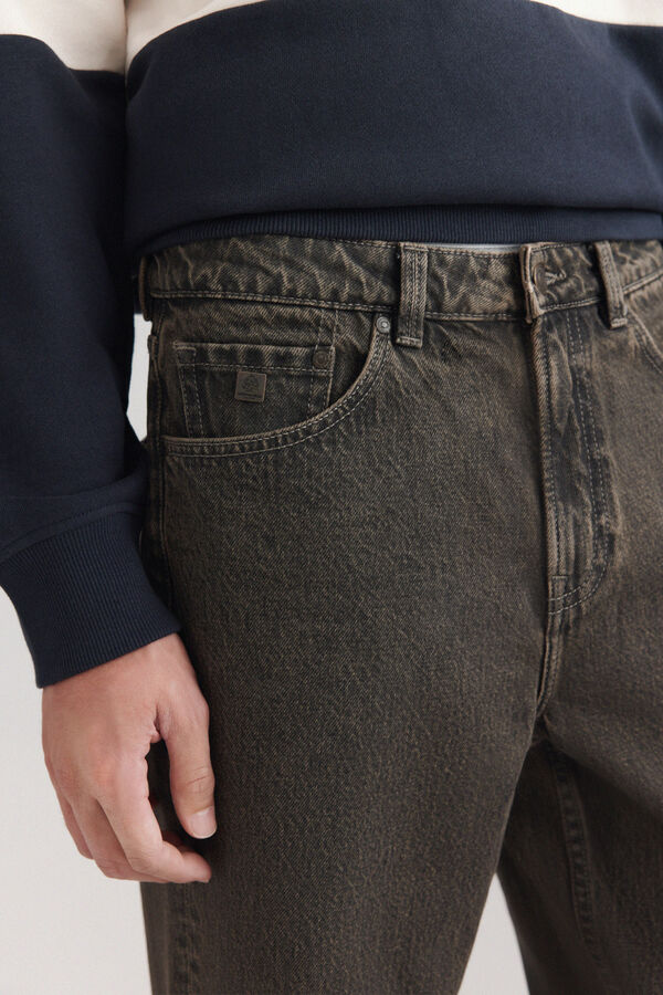 Springfield Grey-brown washed straight fit jeans nude