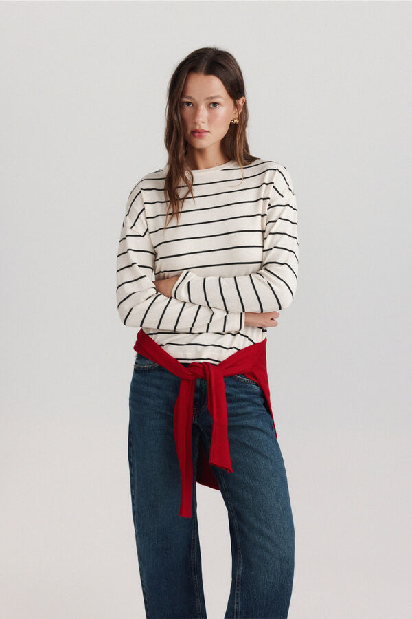 Springfield Striped long sleeve T-shirt beige