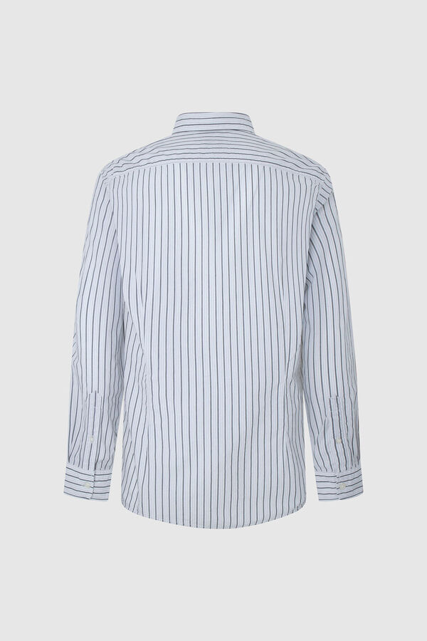 Springfield Slim fit striped poplin shirt blanc