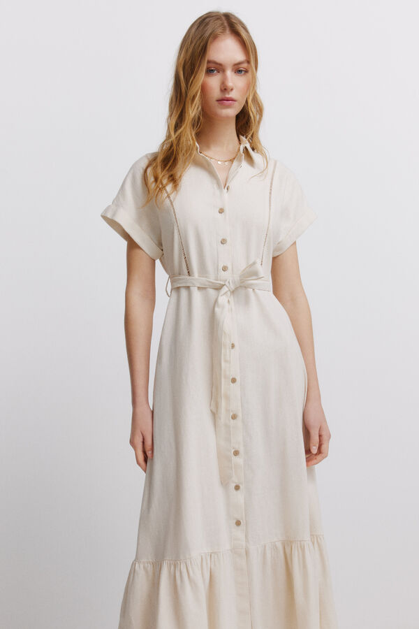 Springfield Linen shirt dress nude