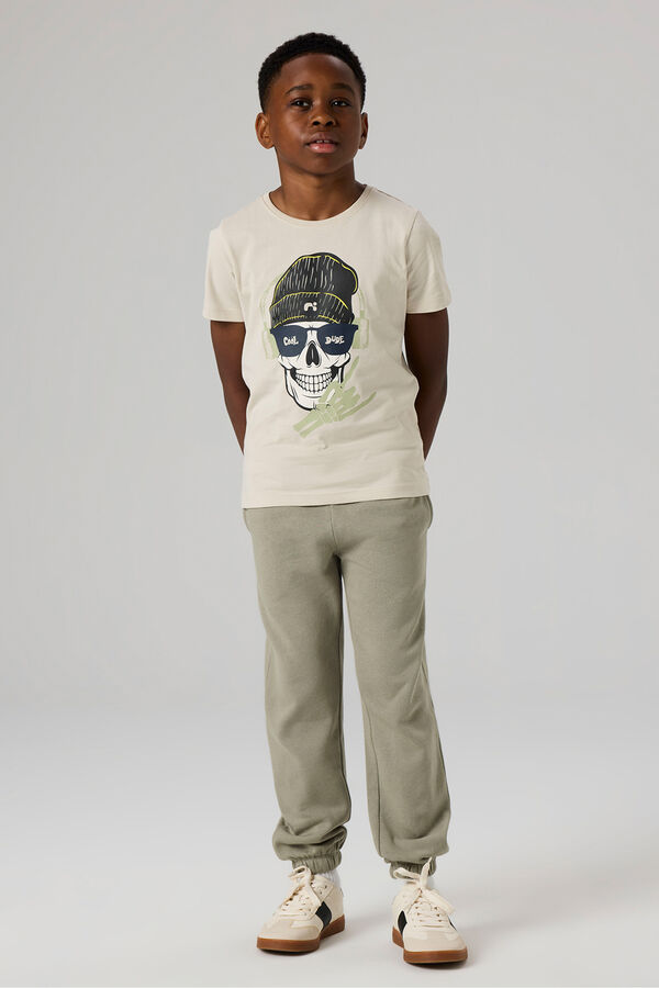 Name It Camiseta de calavera beige