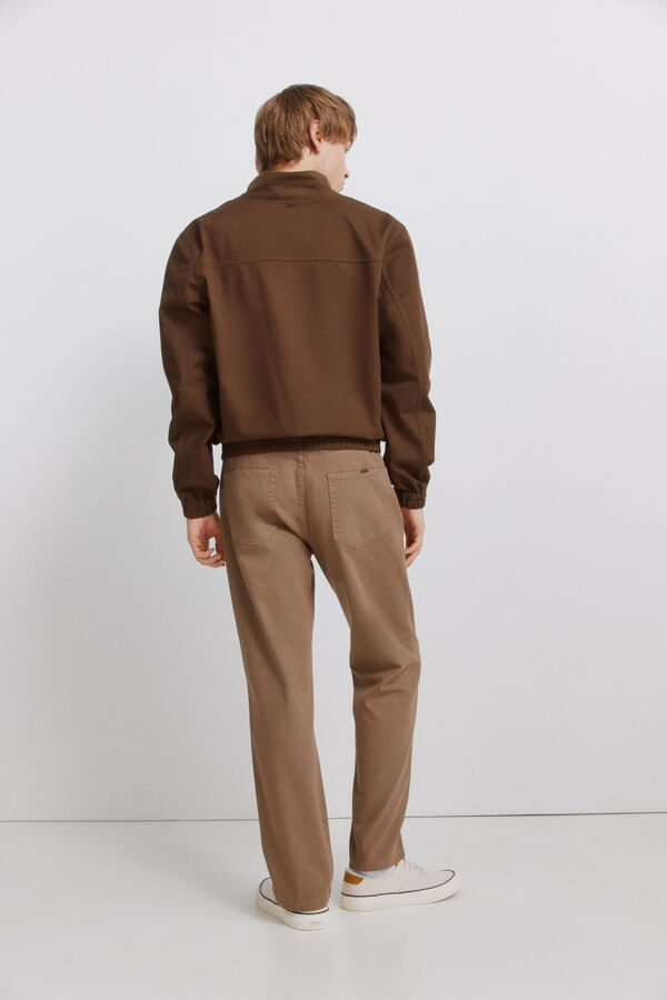 Springfield 5-pocket washed straight fit trousers nude