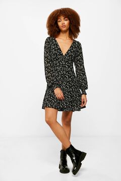 Springfield Vestido Corto Estampado Godets negro