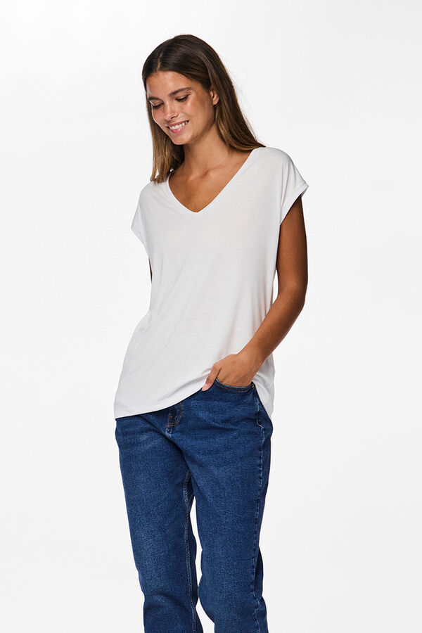 Pieces Cool V T-shirt white