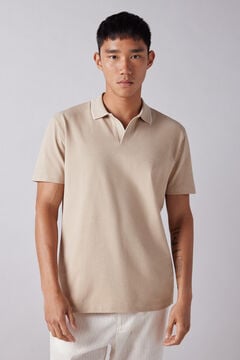 Springfield Polo majica od pikea sa kontrastnim detaljima, standardnog kroja srednjebež