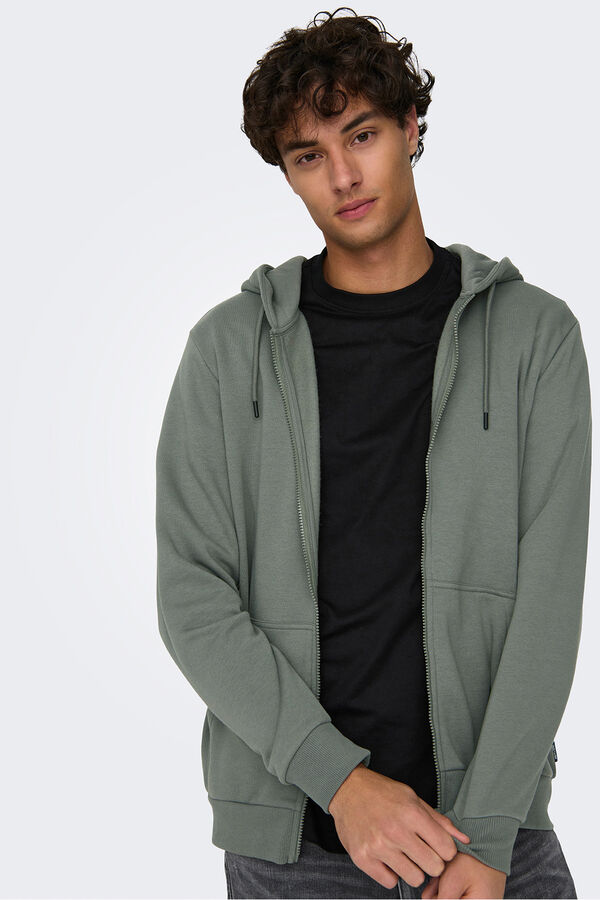 Only & Sons Sudadera con cremallera gris