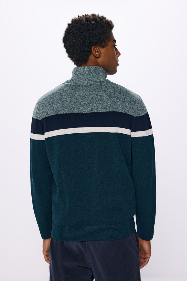 Springfield Color block zip fastening jersey acqua