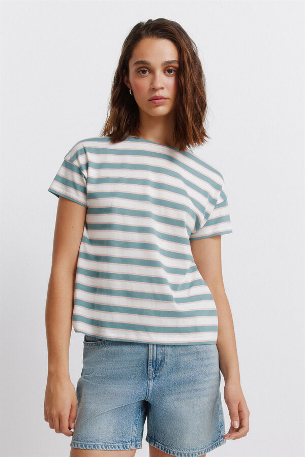 Springfield Striped double cotton T-shirt printed