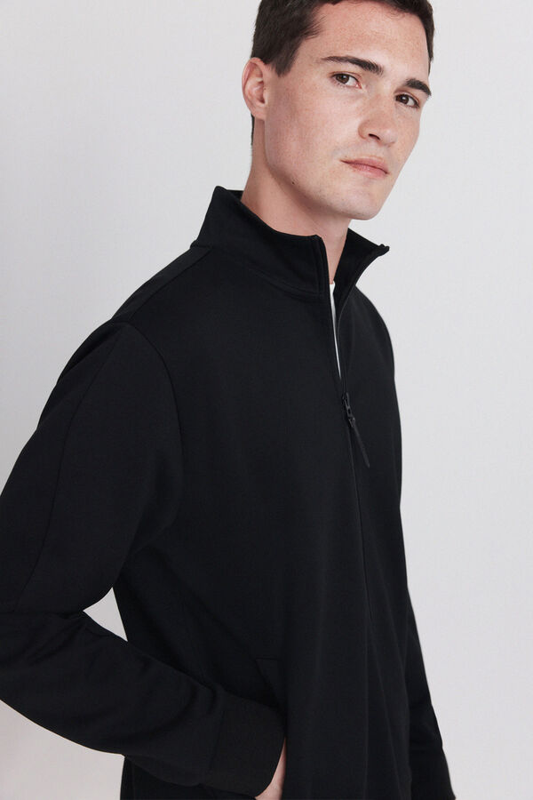 Springfield Technical look zip fastening sweatshirt black