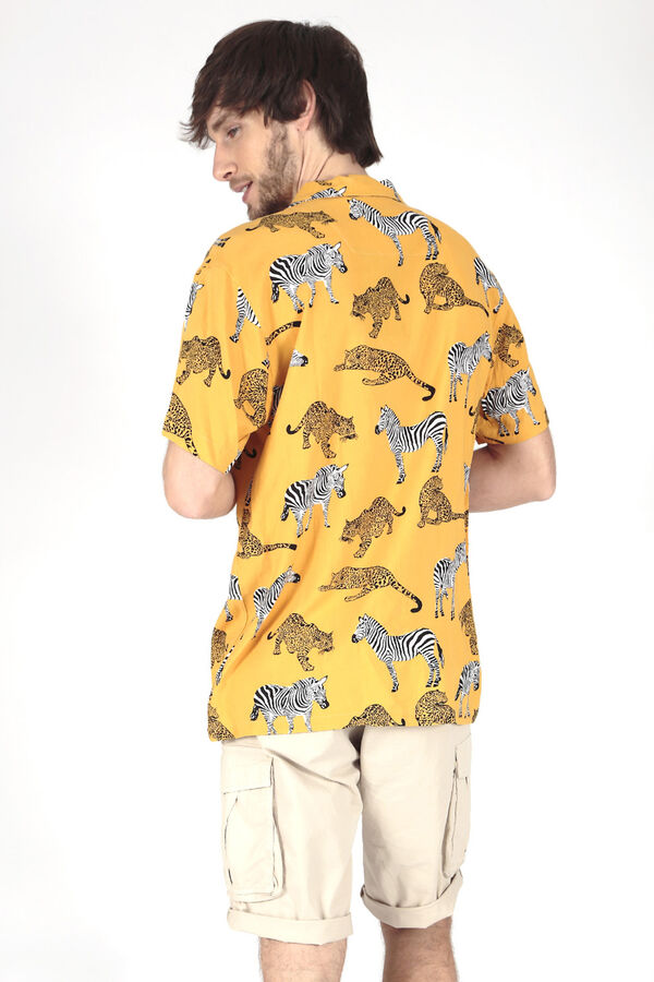 Springfield Kurzärmeliges Hemd mit Print camel