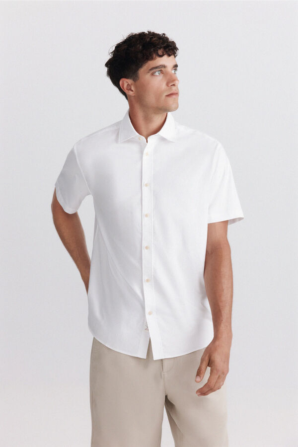 Springfield Chemise oxford &agrave; manches courtes blanc