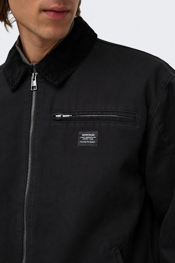 Only & Sons Cazadora cuello de pana negro