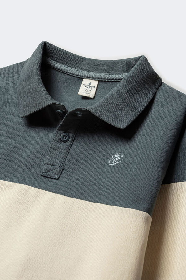 Springfield Kids Polo manga larga color block niño azul