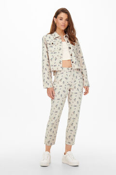 Springfield Printed mom fit trousers bézs