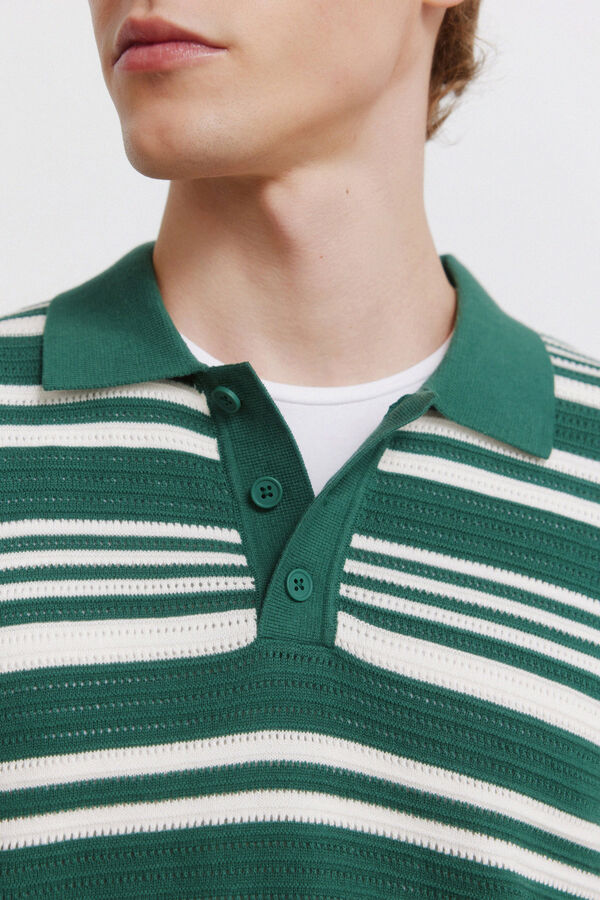 Springfield Striped link structure polo shirt green