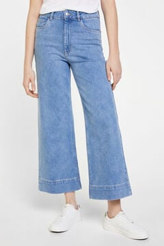 Springfield Jeans Culotte Talle Alto Lavado Sostenible azul medio