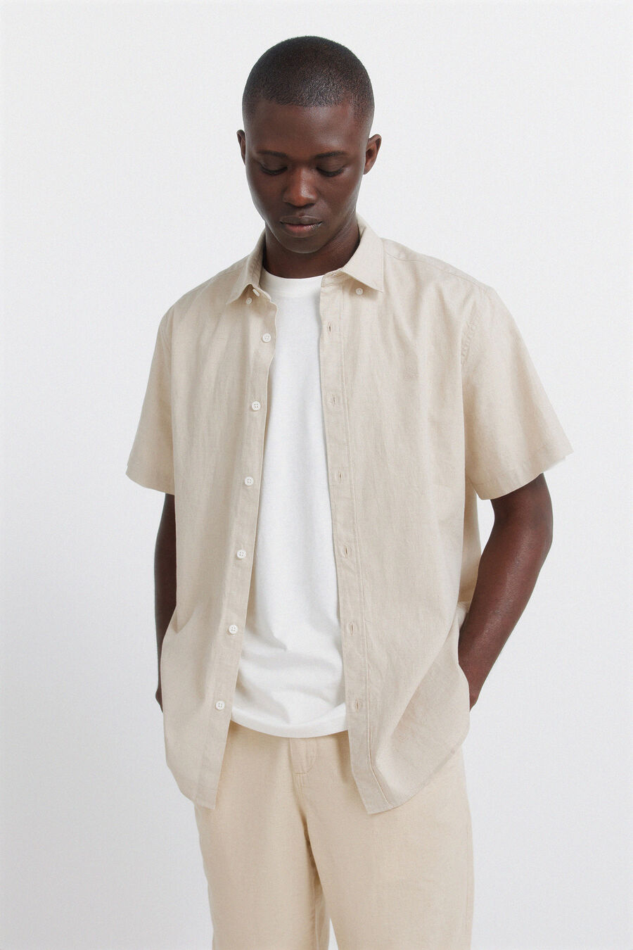 Camisa manga corta lino