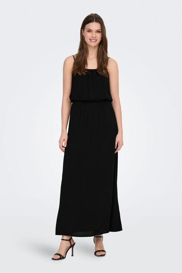Only Vestido largo de tirantes regulables negro